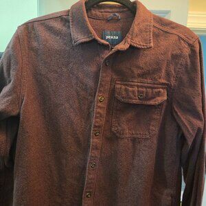 prAna Mens Maroon Flannel Med